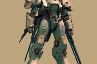 draw detailed sci fi mecha robots with unique designs