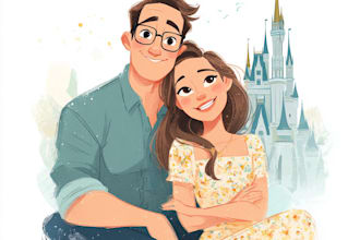 make an professional disney family portrait art
