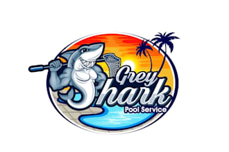 create awesome and gorgeous shark and pool service logo design