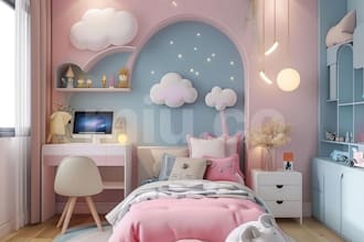 design a modern kids room with 3d visuals