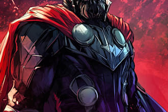 illustrate a superhero comic and marvel character