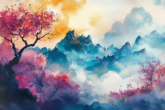 draw fantastic watercolor illustrations of landscapes