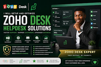 migrate, setup zoho desk with email, chat, automation workflows, integration