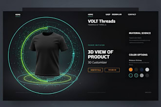 create a 3d visualisation website for clothing brand