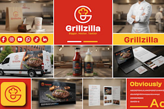 design restaurant food, coffee shop, business tech logo and full branding kit