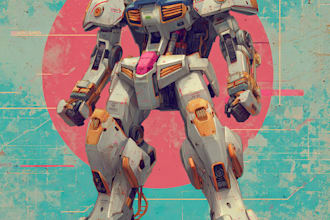illustrate heroic or villain mecha robo characters