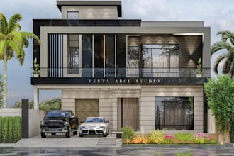 create 3d model and render exterior, interior, 3d floor plan