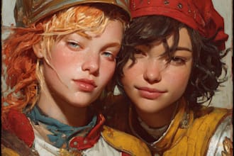design an amazing character and friendship portrait