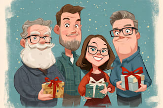 draw awesome cartoon caricature for gift, christmas card