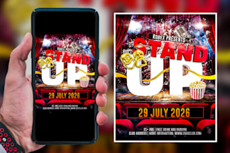 design comedy night, karaoke, open mic, club, event flyer
