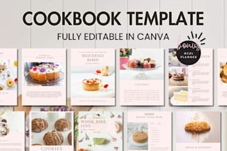 design beautiful kdp cookbook cover, meal plan, recipe book cover design