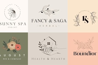 design hand drawn minimal botanical, boho, floral logo for your business