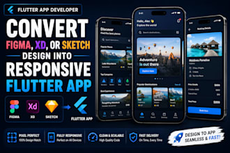 convert figma, xd, or sketch design into responsive flutter app