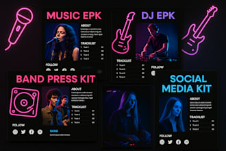 create a stunning music epk, dj epk, band press kit, and social media kit