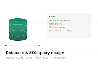 design database, sql queries in mysql, sqlite, oracle, apex