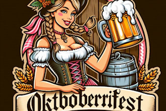 design high quality oktoberfest girl mascot logo with t shirt design