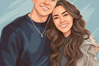 draw couple portrait illustration from photo