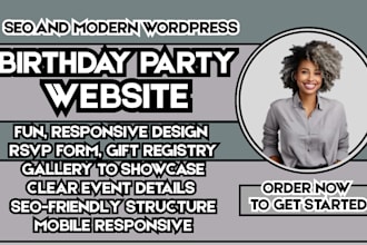 birthday party website event website design party planner website celebration