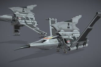build custom 3d spaceship model fr stl print or game, miniature spaceship design