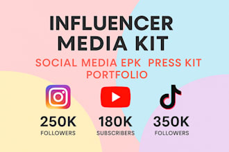 design a modern influencer media kit, social media epk, press kit, and portfolio