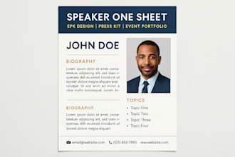 design a professional speaker one sheet epk design press kit and event portfolio