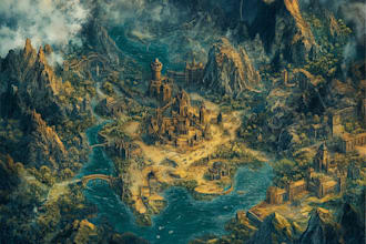 draw 2d rpg fantasy map, landscape, dndart map design
