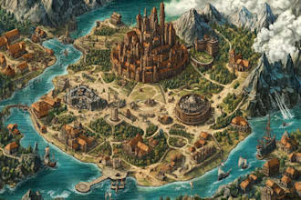 do a fantasy map illustration