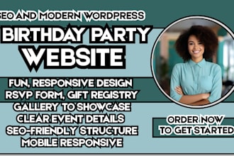 birthday party website event website design party planner website celebration