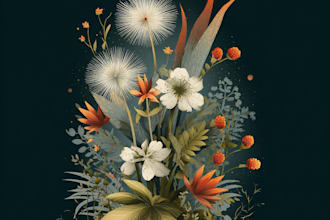 illustrate plants and flowers in a professional botanical