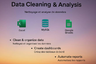 clean, analyze, and structure your data in excel, mysql or google sheets
