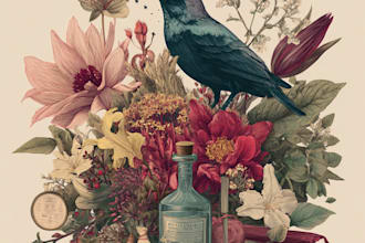 create unique botanical artwork for books, branding