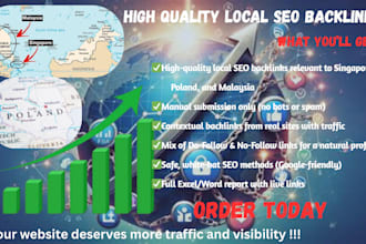 build quality local SEO backlinks for singapore, poland, and malaysia sites