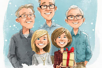 draw your office christmas card, holiday funny cartoon