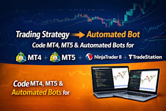 code mt4, mt5 trading strategy or automated bot for ninjatrader and tradestation