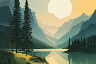 draw a flat vector landscape illustration