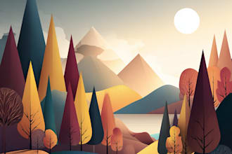 draw a flat vector landscape illustration