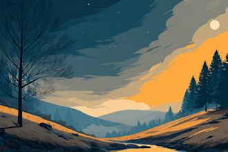 draw a flat vector landscape illustration