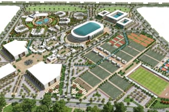 restyle 3d urban community housing,sport court design, community playground, cgi