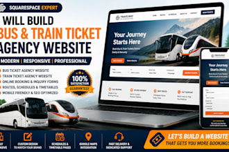 build squarespace bus ticket agency website design train ticket agency website