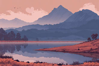 draw a flat vector landscape illustration