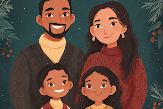 draw your office christmas card, holiday funny cartoon