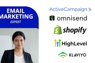 klaviyo shopify email marketing flows gohighlevel expert omnisend activecampaign