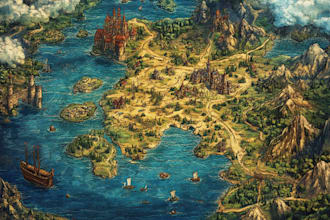 hand draw a fantasy map with digital