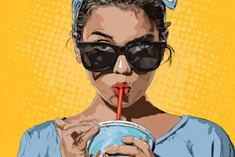 create a illustration of food pop art