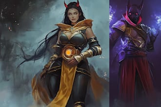 draw a fantasy character for dnd, pathfinder, etc