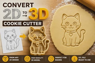 make 2d image to 3d printable cookie cutter, stamps