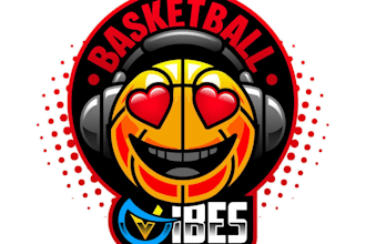 make basketball logo with vintage style