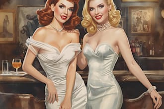 pin up girl and pin up girl illustration