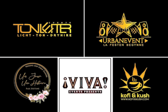design a modern music, dj, party, event logo for you