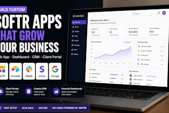 build custom softr dashboard, web app, airtable crm slack for startup or agency